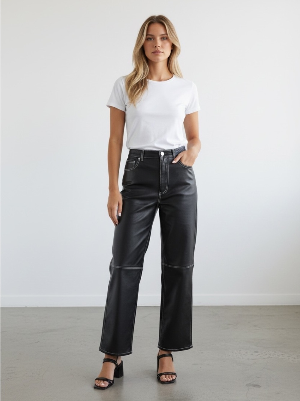 Free People The It Factor Black Vegan Leather Pants Size 4